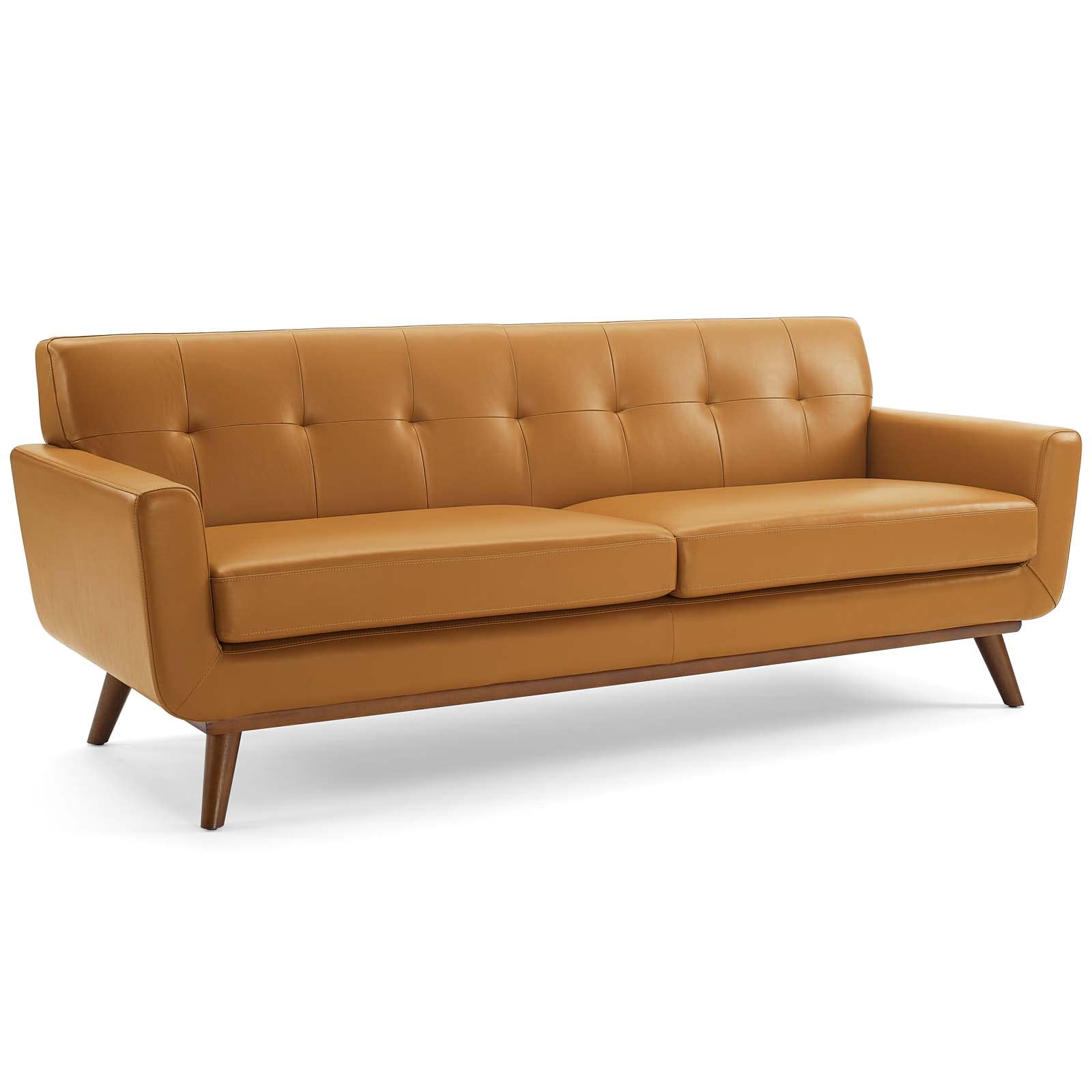 Modway Engage Sofa In Top-Grain Leather Living Room Lounge Tan